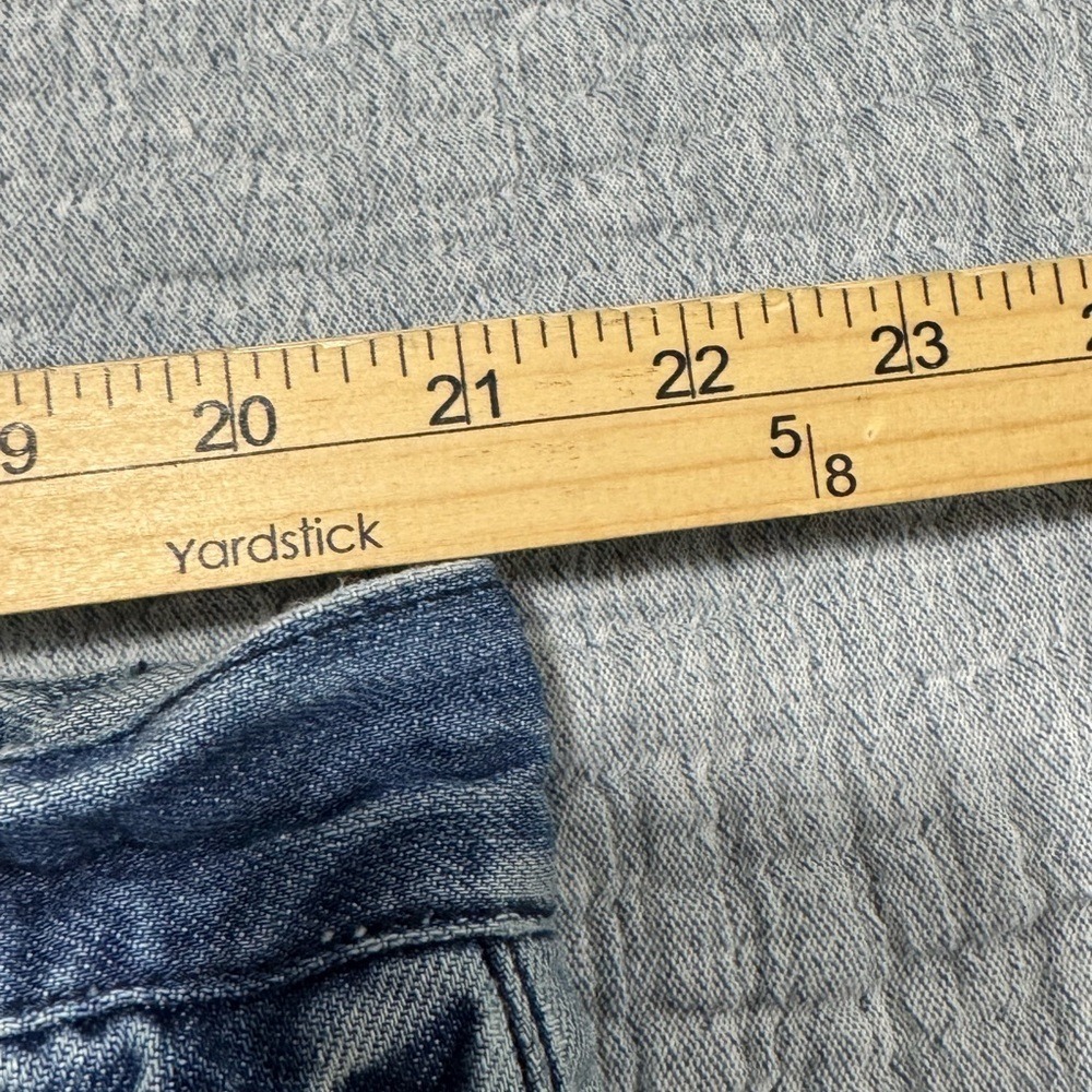 8732 EMBROIDERED Y2K 90s JEAN SHORTS Young Jeezy HIP HOP SKULL BAGGY 42 x 15.5 - Picture 11 of 11